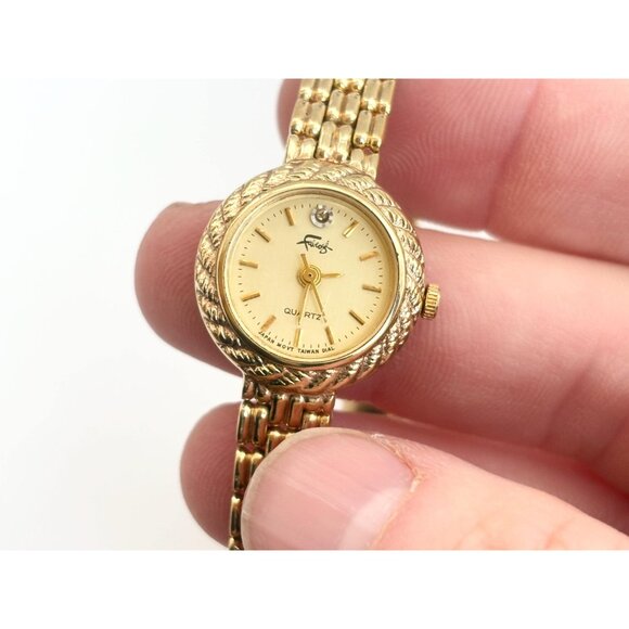 Faberge Rope Gold Toned Bracelet Analog Vintage Wristwatch - 19mm - WORKS! - Picture 12 of 14